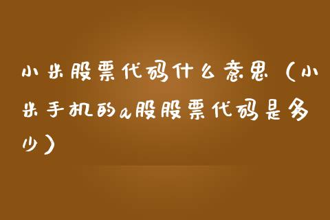 小米股票代码什么意思（小米手机的a股股票代码是多少）_https://www.gzqbddp.com_选股技巧_第1张
