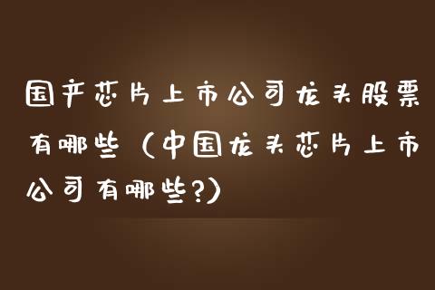 国产芯片上市公司龙头股票有哪些（中国龙头芯片上市公司有哪些?）_https://www.gzqbddp.com_选股技巧_第1张