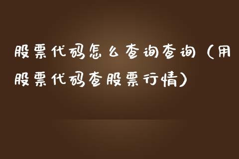 股票代码怎么查询查询（用股票代码查股票行情）_https://www.gzqbddp.com_选股技巧_第1张