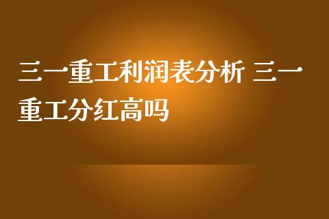 三一重工利润表分析 三一重工分红高吗_https://www.gzqbddp.com_炒股经验_第1张