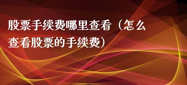 股票手续费哪里查看（怎么查看股票的手续费）_https://www.gzqbddp.com_股票知识_第1张