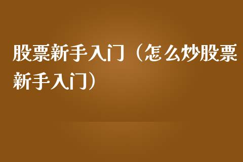 股票新手入门（怎么炒股票新手入门）_https://www.gzqbddp.com_股票知识_第1张