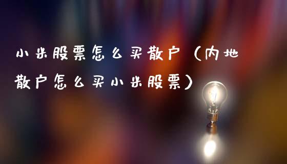 小米股票怎么买散户（内地散户怎么买小米股票）_https://www.gzqbddp.com_选股技巧_第1张