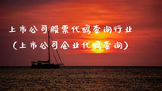 上市公司股票代码查询行业（上市公司企业代码查询）_https://www.gzqbddp.com_炒股经验_第1张