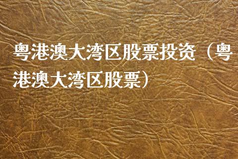 粤港澳大湾区股票投资（粤港澳大湾区股票）_https://www.gzqbddp.com_技术分析_第1张