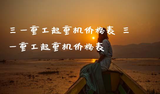 三一重工起重机价格表 三一重工起重机价格表_https://www.gzqbddp.com_炒股经验_第1张