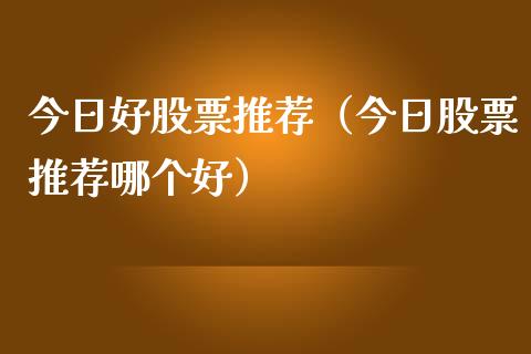 今日好股票推荐（今日股票推荐哪个好）_https://www.gzqbddp.com_炒股经验_第1张