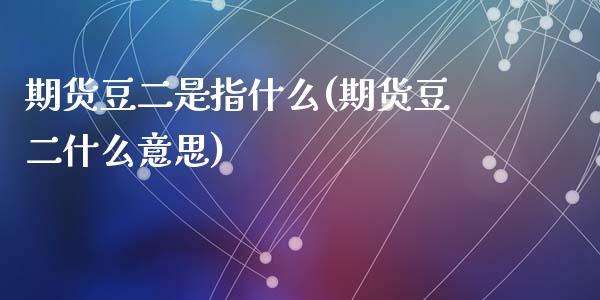 期货豆二是指什么(期货豆二什么意思)_https://www.gzqbddp.com_财经直播室_第1张