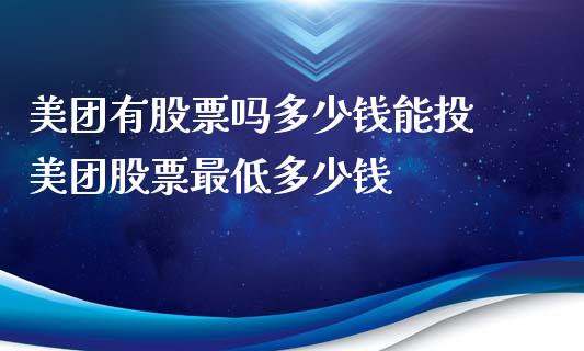 美团有股票吗多少钱能投 美团股票最低多少钱_https://www.gzqbddp.com_技术分析_第1张