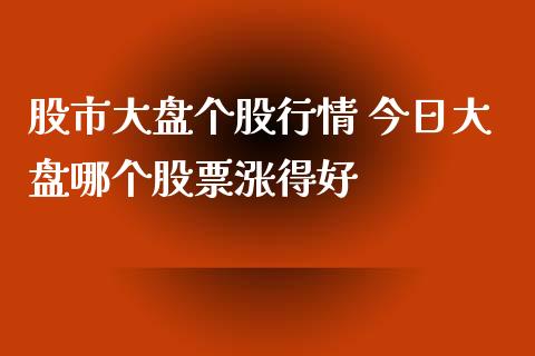 股市大盘个股行情 今日大盘哪个股票涨得好_https://www.gzqbddp.com_股票知识_第1张