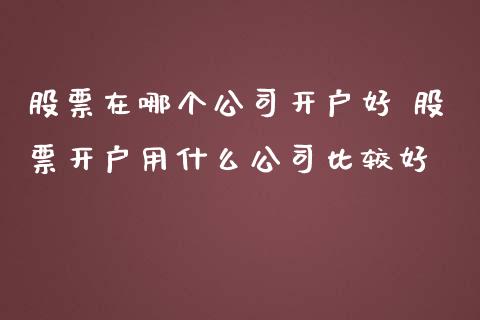 股票在哪个公司开户好 股票开户用什么公司比较好_https://www.gzqbddp.com_技术分析_第1张