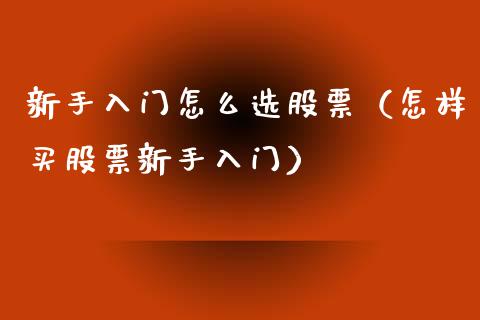 新手入门怎么选股票（怎样买股票新手入门）_https://www.gzqbddp.com_选股技巧_第1张