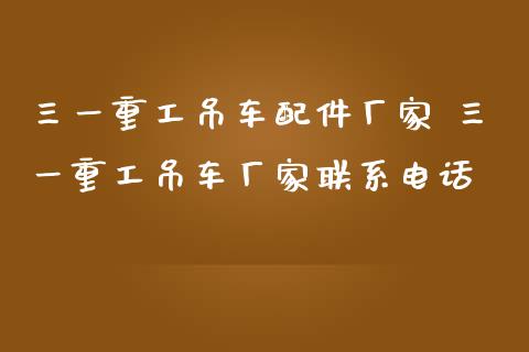 三一重工吊车配件厂家 三一重工吊车厂家联系电话_https://www.gzqbddp.com_炒股经验_第1张