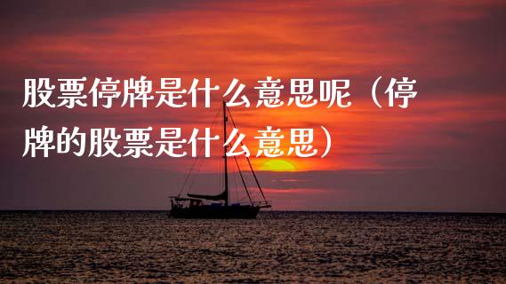 股票停牌是什么意思呢（停牌的股票是什么意思）_https://www.gzqbddp.com_技术分析_第1张
