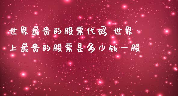世界最贵的股票代码 世界上最贵的股票是多少钱一股_https://www.gzqbddp.com_选股技巧_第1张
