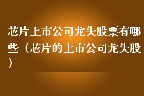 芯片上市公司龙头股票有哪些（芯片的上市公司龙头股）_https://www.gzqbddp.com_炒股经验_第1张