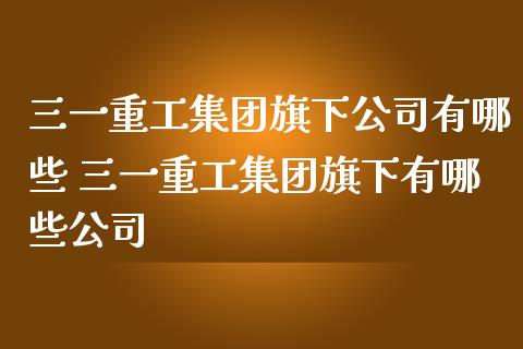 三一重工集团旗下公司有哪些 三一重工集团旗下有哪些公司_https://www.gzqbddp.com_股票知识_第1张