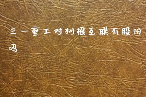 三一重工对树根互联有股份吗_https://www.gzqbddp.com_选股技巧_第1张