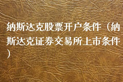 纳斯达克股票开户条件（纳斯达克证券交易所上市条件）_https://www.gzqbddp.com_技术分析_第1张
