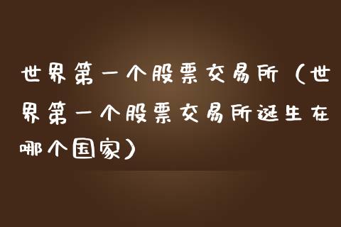 世界第一个股票交易所（世界第一个股票交易所诞生在哪个国家）_https://www.gzqbddp.com_炒股经验_第1张