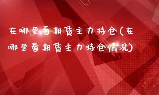 在哪里看期货主力持仓(在哪里看期货主力持仓情况)_https://www.gzqbddp.com_选股技巧_第1张