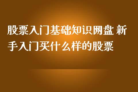 股票入门基础知识网盘 新手入门买什么样的股票_https://www.gzqbddp.com_技术分析_第1张