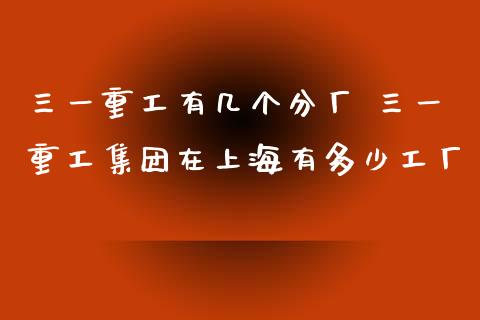 三一重工有几个分厂 三一重工集团在上海有多少工厂_https://www.gzqbddp.com_炒股经验_第1张