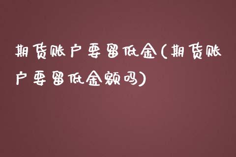 期货账户要留低金(期货账户要留低金额吗)_https://www.gzqbddp.com_基金理财_第1张